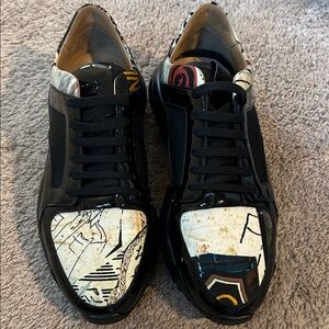 Fendi Black and Multicolor Graphic Sneakers